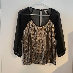Black Gold Sequinned Blouse